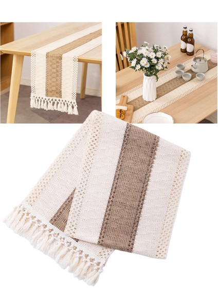 Ekleme Dantel Makrome Masa Koşucu Doğal Rustik Püsküller Masa Koşucuları 30X330 cm indirimleri