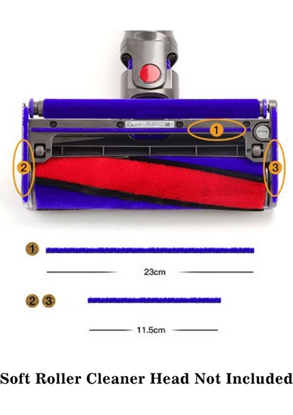 Dyson Için V6 V7 V8 V10 V11 Elektrikli Süpürge Yumuşak Silindir Kafası, Yedek Hortum Yumuşak Peluş Şeritler Tornavida (Yurt Dışından)