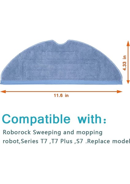 Adet Vakum Paspas Yedek Pedleri Roborock T7 T7 Artı S7 Yeniden Kullanılabilir Zemin Uzmanı Islak Yedek Mikrofiber Yumuşak Ped (Yurt Dışından)