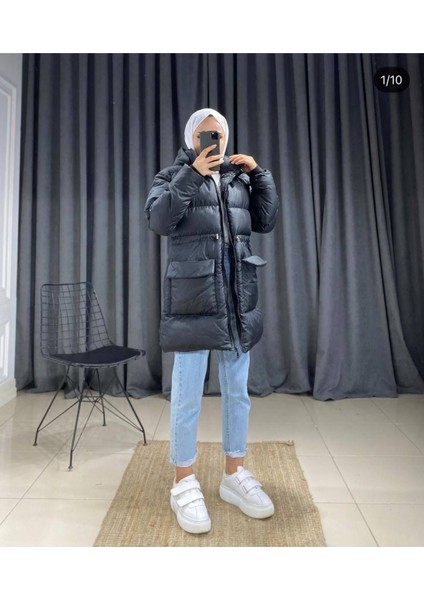 Kadın Kapüşonlu Oversize Şişme Kaban fiyatları