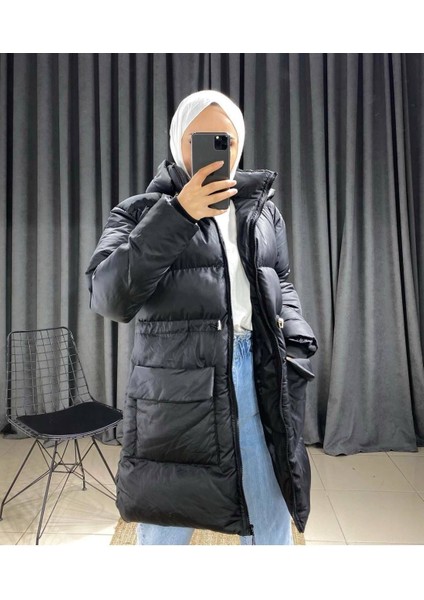 Kadın Kapüşonlu Oversize Şişme Kaban modelleri