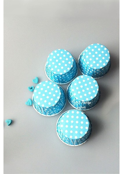 Açık Mavi Puantiyeli Muffin Cupcake Kalıbı Kek Kapsülü 50'li modelleri