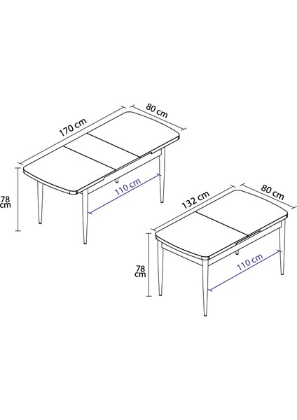 Alaska Beyaz 80X132 Yemek Masası Takımı 6 Sandalyeli