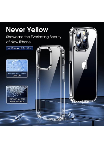 Apple iPhone 14 Pro Uyumlu Kılıf Kamera Çıkıntılı Koruma Sararmaz Şeffaf Arka Kapak fiyatları