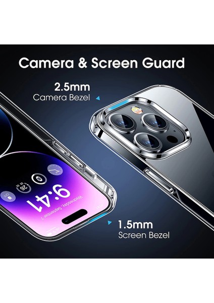 Apple iPhone 14 Pro Uyumlu Kılıf Kamera Çıkıntılı Koruma Sararmaz Şeffaf Arka Kapak indirimleri