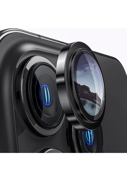 Apple iPhone 14 Pro Uyumlu Kamera Lens Koruma Camı 3D 3 Parça Tekli Mor-Vb Renkli