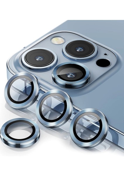 MTK Moveteck Apple iPhone 14 Pro Uyumlu Kamera Lens Koruma Camı 3D 3 Parça Tekli Mor-Vb Renkli