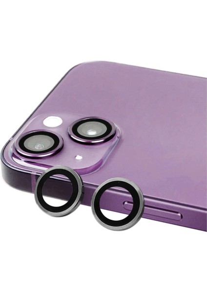 Apple iPhone 14 Uyumlu Kamera Lens Koruma Camı 3D 2 Parça Tekli Mor-Vb Renkli