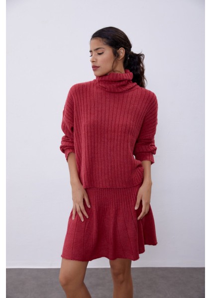 Bordo Fitilli Etek Kazak Triko Takım SWTK4264-65BO modelleri