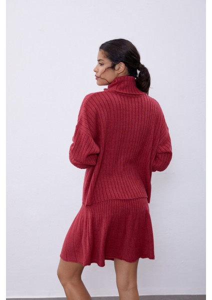 Bordo Fitilli Etek Kazak Triko Takım SWTK4264-65BO indirimleri