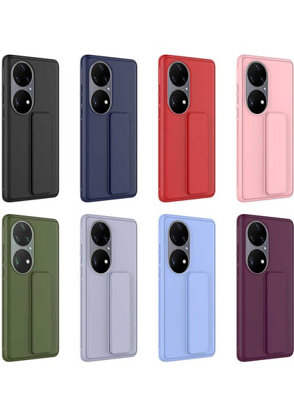 Huawei P50 Pro Kılıf Standlı Lansman Yumuşak Dokulu Renkli Esnek Silikon Kapak (Qstand) fırsatları