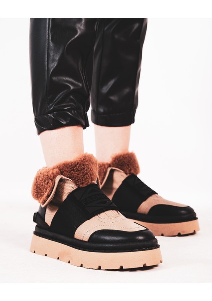 Nude Gerçek Kürk Detaylı Sneaker/bot