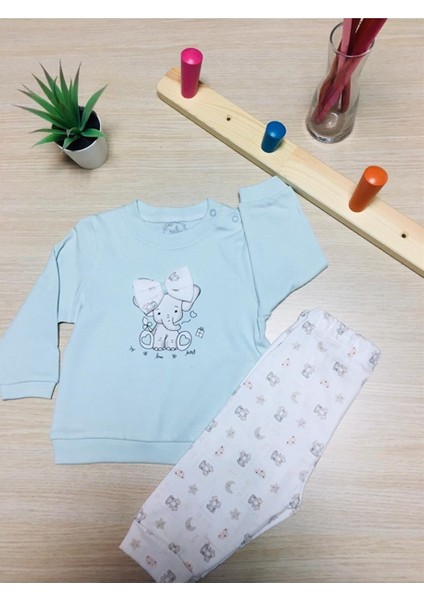 Kız Bebek Sevimli Fil Desenli Alt Üst Pijama Takımı