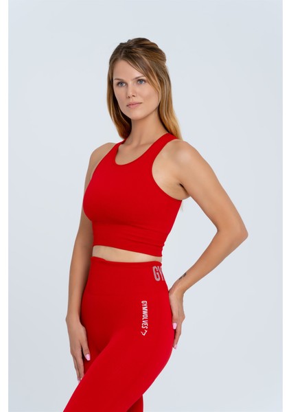 Kadın Halter Yaka Dikişsiz Spor T-Shirt | Crop Tops |