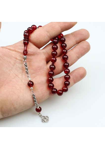 Küre Kesim Mat Kırmızı Ateş Kehribar Tesbih (9 x 9 Mm) fiyatları