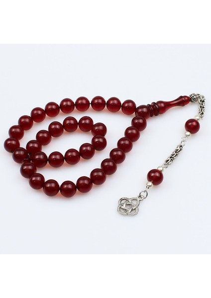 Küre Kesim Mat Kırmızı Ateş Kehribar Tesbih (9 x 9 Mm) modelleri