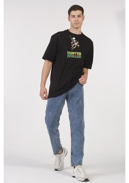Oversize T-Shirt Hunter Double Siyah