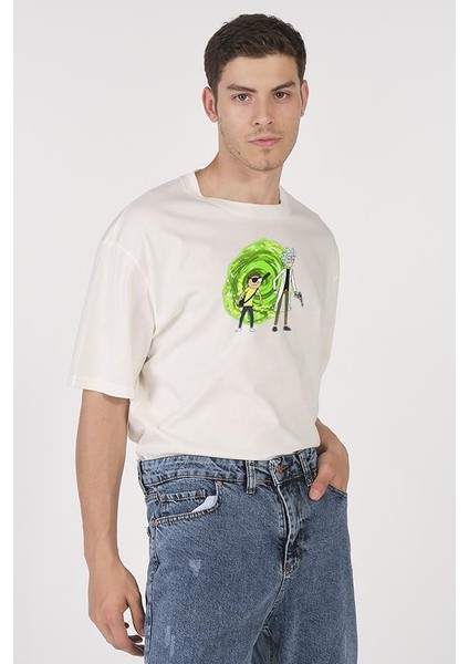 Oversize T-Shirt Rick And Morty Ekru modelleri