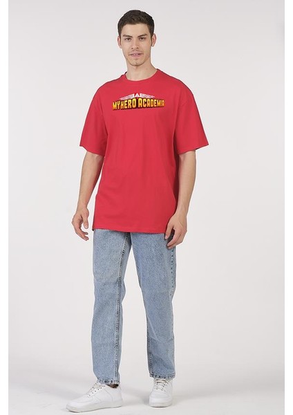 Oversize T-Shirt My Hero Acd Kırmızı