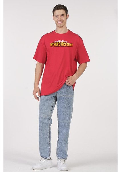 Oversize T-Shirt My Hero Acd Kırmızı