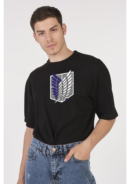 Oversize T-Shirt Attack On Titan Siyah