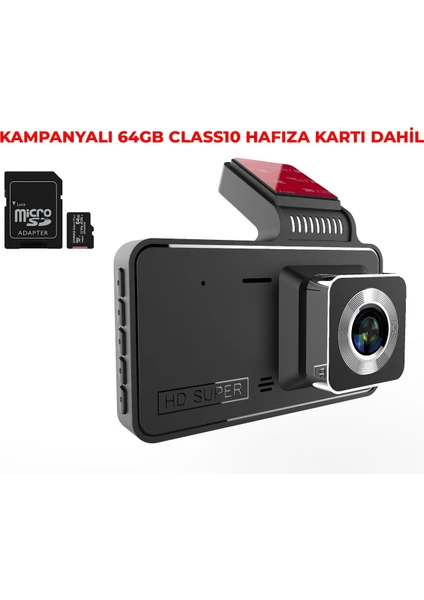 MB-200 4" Fullhd Ekran Araç Içi Ön ve Arka Kamera Gece Görüşlü. Araç Kamera. Hafıza Kartlı.