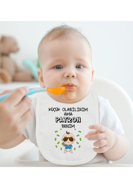 Kids Patron Benim Tasarımlı Beyaz Bebek Mama Önlüğü-1 fiyatları