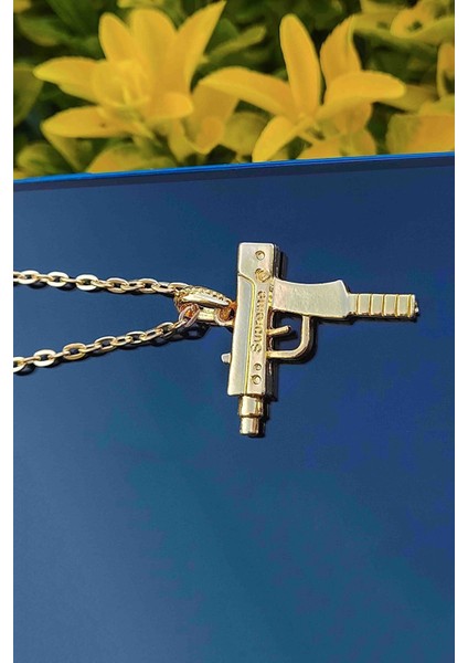Uzi Başlıklı Gold Renk Erkek Uzi Kolye modelleri