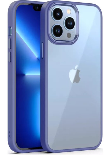 iPhone 14 Pro Max Kılıf Metal Buton ve Kamera Çerçeveli Kenarları Silikon Arkası Sert Titanium Case