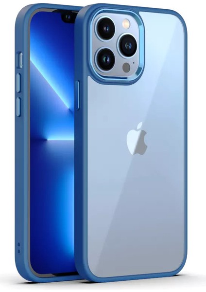 iPhone 14 Pro Max Kılıf Metal Buton ve Kamera Çerçeveli Kenarları Silikon Arkası Sert Titanium Case