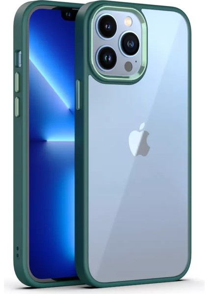 iPhone 14 Pro Kılıf Metal Buton ve Kamera Çerçeveli Kenarları Silikon Arkası Sert Titanium Case