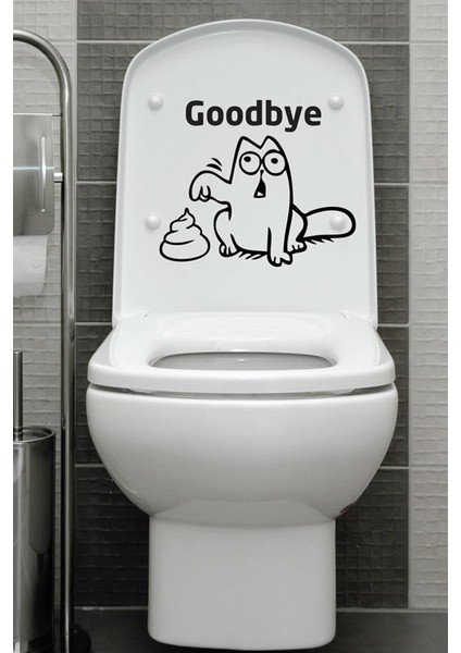 Good Bye Kedi Klozet Kapağı Sticker 20x30 Cm