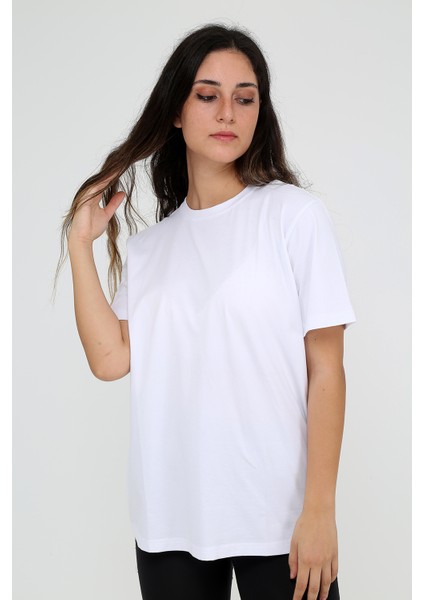 Oversize (bol ve geniş kesim) Beyaz T-Shirt. Bisiklet Yaka, Basic, Salaş Model fiyatları