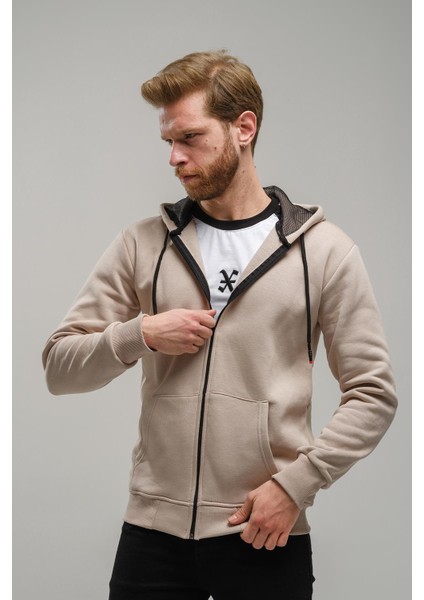 Regnault Üç Iplik Pamuklu Kapüşonu File Detaylı Fermuarlı Sweatshirt