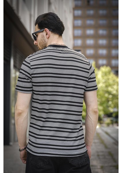 Jacky Çizgili Örme Yaka Likralı Erkek Tshirt modelleri