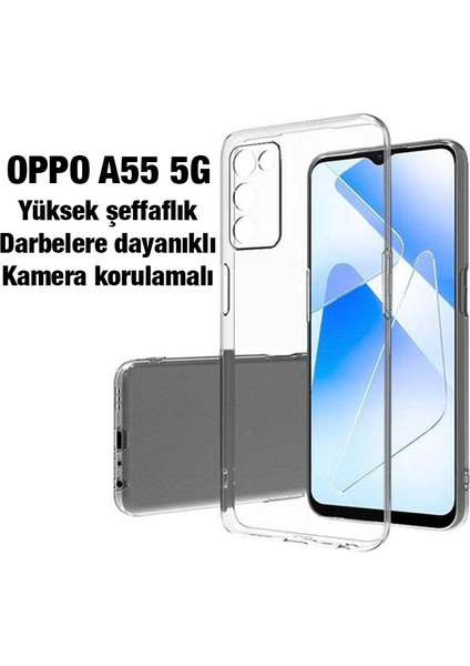 Oppo A55 5g Kılıf Kamera Korumalı Ultra Ince Şeffaf Silikon Kılıf