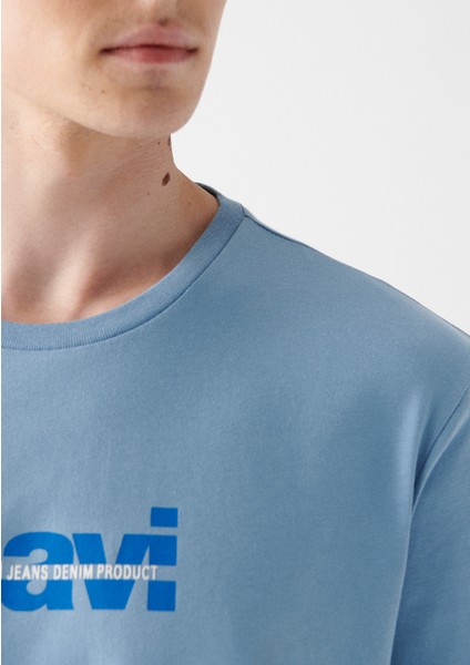 Erkek Mavi Logo Baskılı Mavi Tişört 0610943-70731 indirimleri