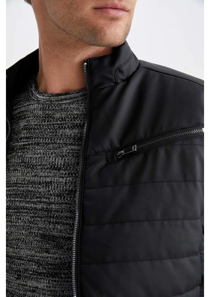 Slim Fit Dik Yaka Suni Deri Suni Ceket X4014AZ22WN fırsatları