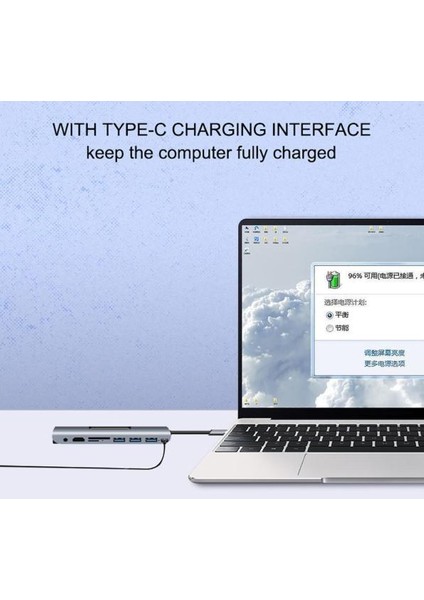 Type-C 9in1 4K HDMI VGA Micro Sd Tf Kulaklık 3 USB Şarj Girişli