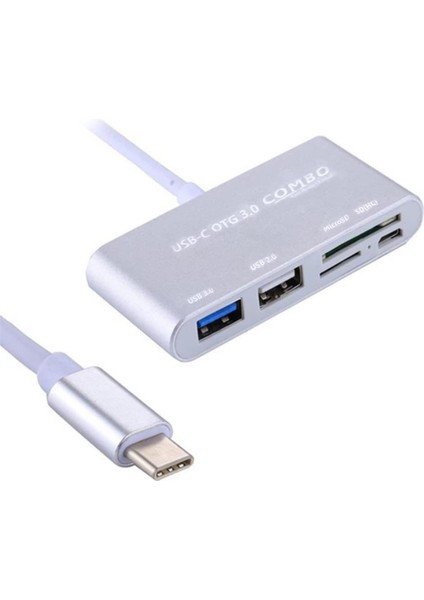 Type-C USB C 3.1 Kart Okuyucu 2 USB 3.0 Hub Micro USB Şarj Girişi