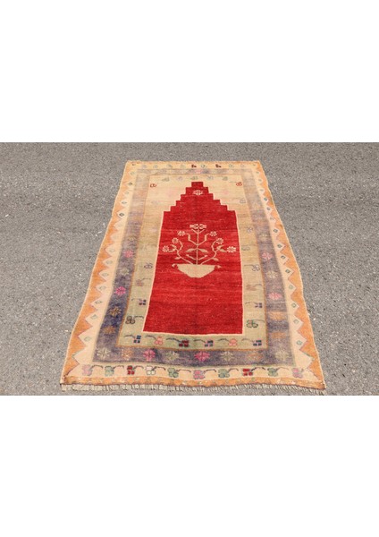 Eskitme Halı, Türk Halısı, Halı, 125 x 197 cm Kırmızı Halı, El Dokuma Alan Halı, Kabilesı Alan Halı,