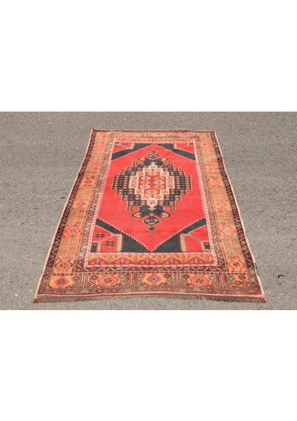 Eskitme Halı, Türk Halısı, Halı, 126 x 221 cm Kırmızı Halı, Bahçe Alan Halı, Banyo Halı, 3221