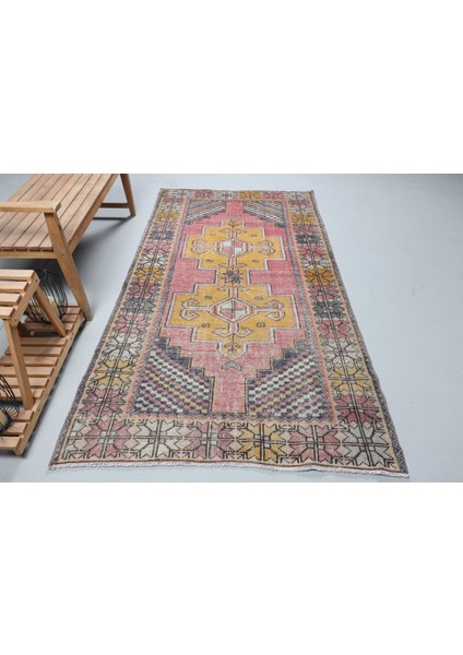 Eskitme Halı, Türk Halısı, Halı, 135 x 247 cm Kırmızı Halı, El Dokuma Alan Halı, Ofice Banyo Halı, 94