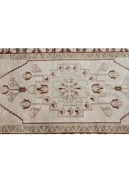 Türk Halısı, Eskitme Halı, Halı, 116 x 237 cm Bej Halı, Dekoratif Alan Halı, Banyo Halı, 3321