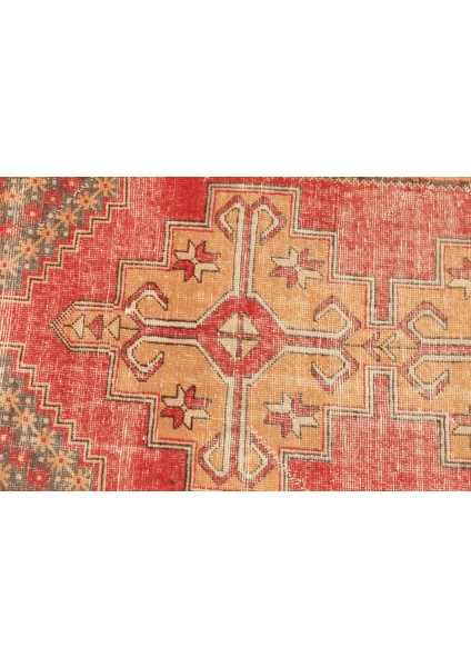 Türk Halısı, Eskitme Halı, Halı, 110 x 229 cm Kırmızı Halı, Yün Alan Halı, Ofice Banyo Halı, 3228