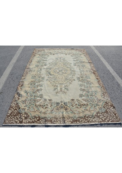 Eskitme Halı, Türk Halısı, Halı, 173 x 263 cm Bej Halı, Organik Büyük Halı, Bahçe Yer Halı, 7754