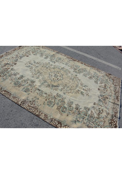 Eskitme Halı, Türk Halısı, Halı, 173 x 263 cm Bej Halı, Organik Büyük Halı, Bahçe Yer Halı, 7754