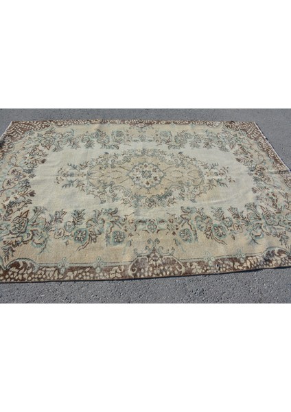 Eskitme Halı, Türk Halısı, Halı, 173 x 263 cm Bej Halı, Organik Büyük Halı, Bahçe Yer Halı, 7754