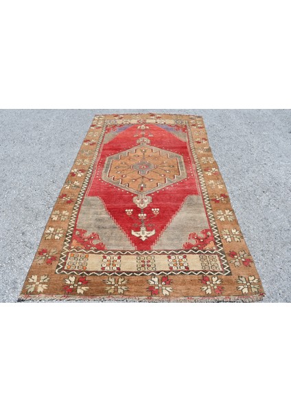 Eskitme Halı, Türk Halısı, Halı, 138 x 242 cm Kırmızı Halı, El Yapımı Alan Halı, Yün Alan Halı, 4657