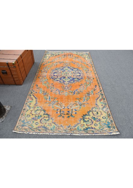 Türk Halısı, Eskitme Halı, Halı, 137 x 263 cm Turuncu Halı, Yün Banyo Halı, Dekoratif Alan Halı, 1130